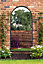 MirrorOutlet Arcus - Black Framed Arched Garden Wall Mirror 71" X 35" (180CM X 90CM)
