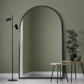 MirrorOutlet Arcus - Black Framed Arched Leaner Full Length Wall Mirror 75" X 47" (190CM X 120CM)