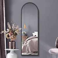 MirrorOutlet Arcus - Black Framed Arched Leaner/ Wall Mirror 63" X 21" (160CM X 53CM)