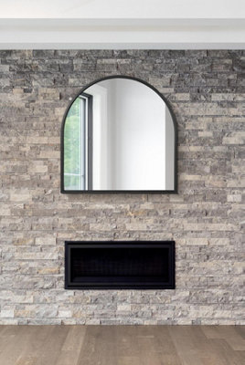 MirrorOutlet Arcus - Black Framed Arched Wall Mirror 39" X 39" (100CM X ...