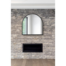 MirrorOutlet Arcus - Black Framed Arched Wall Mirror 39" X 39" (100CM X 100CM)