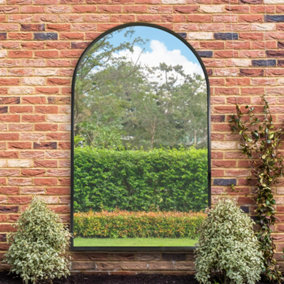 MirrorOutlet Arcus - Black Framed Full Length Arched Leaner Wall Garden Mirror 75" x 47" (190x120CM)