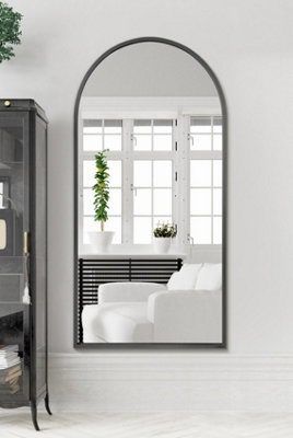 MirrorOutlet Arcus - Black Framed Full Length  Arched Leaner / Wall Mirror 71" X 35" (180CM X 90CM)