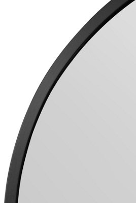 MirrorOutlet Arcus - Black Metal Framed Arched Wall Garden Mirror 39" X 39" (100CM X 100CM)