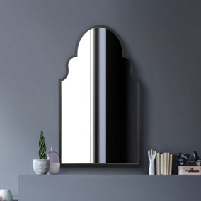 MirrorOutlet Arcus Black Metal Framed Arched Wall Mirror 41" X 24" (104CM X 61CM)