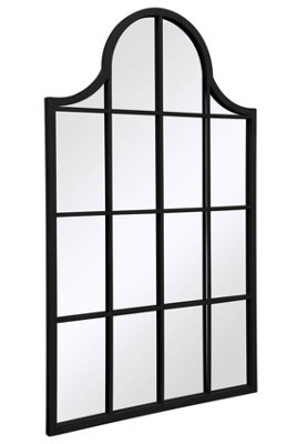 MirrorOutlet Arcus - Black Metal Framed Arched Wall Mirror 41" X 24" (104CM X 62CM)