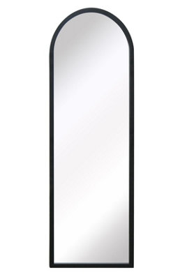 MirrorOutlet Arcus - Black Metal Framed Arched Wall Mirror 47" X 16" (120CM X 40CM)