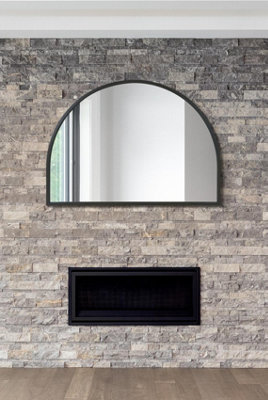 MirrorOutlet Arcus Black Metal Framed Arched Wall Mirror 49" X 35" (125CM X 90CM)