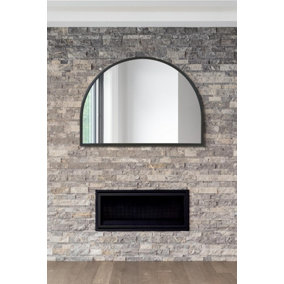 MirrorOutlet Arcus Black Metal Framed Arched Wall Mirror 49" X 35" (125CM X 90CM)