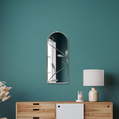 MirrorOutlet Arcus - Concrete Colour Metal Framed Arched Wall Mirror 25 ...