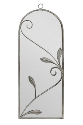 MirrorOutlet Arcus - Concrete Colour Metal Framed Arched Wall Mirror 25"x 9" (64 X 24CM)