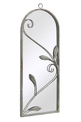 MirrorOutlet Arcus - Concrete Colour Metal Framed Arched Wall Mirror 25"x 9" (64 X 24CM)