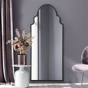 MirrorOutlet Arcus -  Full Length Black Framed Arched Leaner / Wall Mirror 79" X 33" (200CM X 85CM)