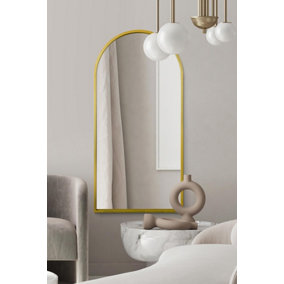 MirrorOutlet Arcus - Gold Framed Arched Leaner / Wall Mirror 63" X 31" (160CM X 80CM)