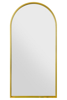 MirrorOutlet Arcus - Gold Framed Arched Leaner / Wall Mirror 63" X 31" (160CM X 80CM)