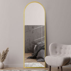 MirrorOutlet Arcus - Gold Framed Arched Leaner / Wall Mirror 71" X 24" (180CM X 60CM)