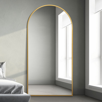 MirrorOutlet Arcus - Gold Framed Arched Leaner / Wall Mirror 79" X 39" (200CM X 100CM)