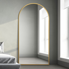MirrorOutlet Arcus - Gold Framed Arched Leaner / Wall Mirror 79" X 39" (200CM X 100CM)