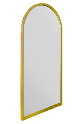 MirrorOutlet Arcus - Gold Metal Framed Arched Garden Wall Mirror 47" X 23.5" (120CM X 60CM)