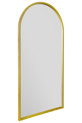 MirrorOutlet Arcus - Gold Metal Framed Arched Leaner / Wall Garden Mirror 55" X 27.5" (140CM X 70CM)