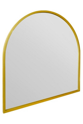 MirrorOutlet Arcus - Gold Metal Framed Arched Wall Garden Mirror 39" X 39" (100CM X 100CM)