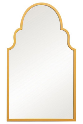 MirrorOutlet Arcus - Gold Metal Framed Arched Wall Mirror 41" X 24" (104CM X 61CM)