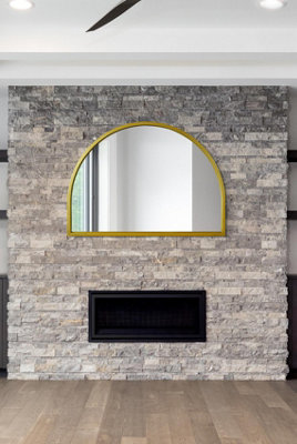 MirrorOutlet Arcus - Gold Metal Framed Arched Wall Mirror 49" X 35 ...