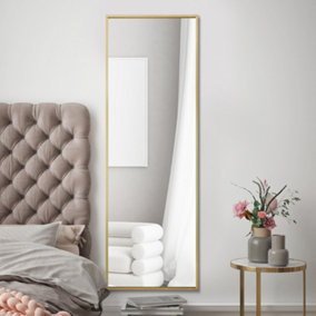 MirrorOutlet Artus - Gold Aluminium Edged Wall Mirror 47" X 16" (120CM X 40CM)