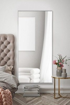 MirrorOutlet Artus - Silver Aluminium Edged Full Length Wall Leaner Mirror 68" X 33" (174CM X 85CM)