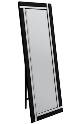 MirrorOutlet Ashton Black Double Bevel Free Standing Cheval Dress Mirror 5ft7 x 1ft11, 170cm x 58cm