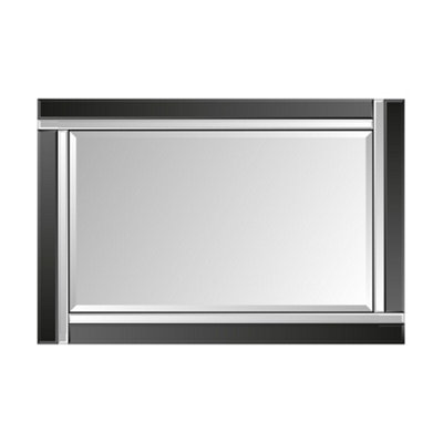 MirrorOutlet Aston Black All Glass Small Mirror 90 x 60 CM DIY at B&Q