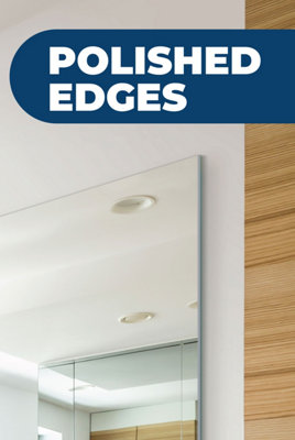 MirrorOutlet Bathroom or Circuitt 4mm Sheet Mirror Glass Polished Edge 4 Holes 183 x 122 CM