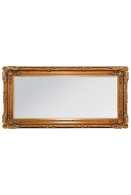 MirrorOutlet Carved Louis Gold Antique Style Dress Mirror 175 x 89