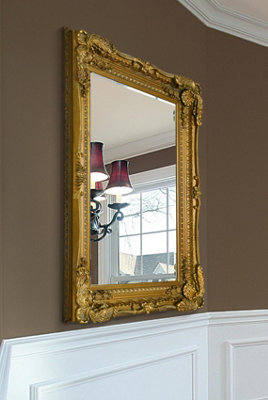 MirrorOutlet Carved Louis Gold Wall Mirror 122 x 91 cm