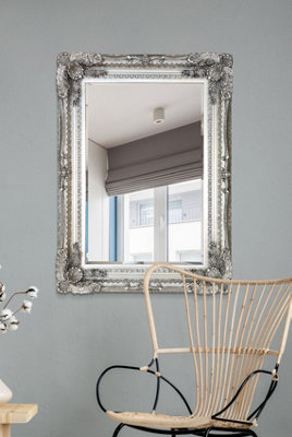 MirrorOutlet Carved Louis Silver Antique Style Wall Mirror 120 x 90
