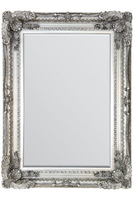 MirrorOutlet Carved Louis Silver Antique Style Wall Mirror 120 x 90