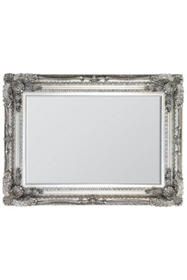 MirrorOutlet Carved Louis Silver Antique Style Wall Mirror 120 x 90