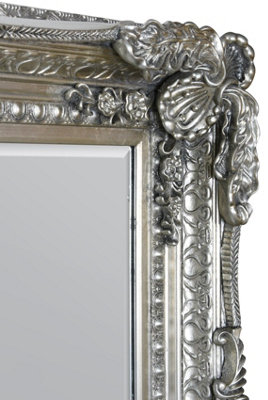 MirrorOutlet Carved Louis Silver Antique Style Wall Mirror 120 x 90