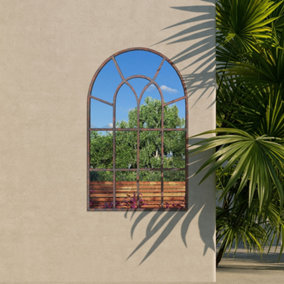 MirrorOutlet Chelsea Metal Arch shaped Decorative Window Effect Garden Mirror 90cm X 60cm