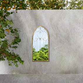 MirrorOutlet Chelsea Metal Arch shaped Decorative Window Garden Mirror 100cm X 50cm
