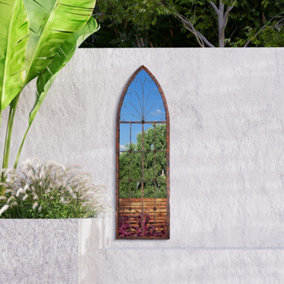 MirrorOutlet Chelsea Metal Arch shaped Decorative Window opening Garden Mirror 120cm X 40cm