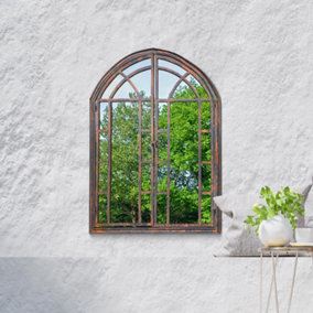 MirrorOutlet Chelsea Metal Arch shaped Decorative Window opening Garden Mirror 78cm X 61cm