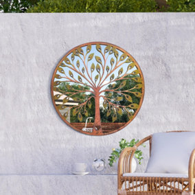 MirrorOutlet Chelsea Metal Round shaped Decorative Colour Tree Garden Mirror 80cm X 80cm