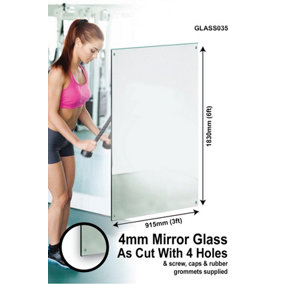 MirrorOutlet Circuitt 4mm Sheet Mirror Glass 4 Holes 183 x 91cm