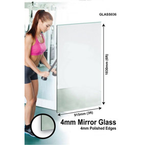 MirrorOutlet Circuitt 4mm Sheet Mirror Glass with Polished Edges 183 x 91cm (6ft x 3ft)