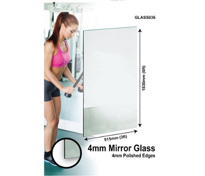 MirrorOutlet Circuitt 4mm Sheet Mirror Glass with Polished Edges 183 x 91cm (6ft x 3ft)