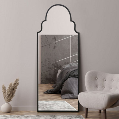 MirrorOutlet Crown Arcus Black Framed Arched Leaner / Wall Mirror 71" X ...