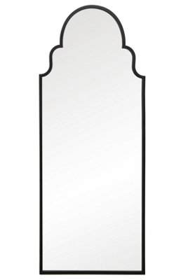 MirrorOutlet Crown Arcus Black Framed Arched Leaner / Wall Mirror 71" X 28 (180CM X 70CM)