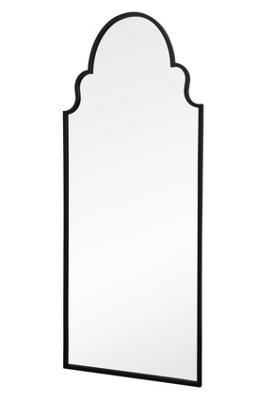 MirrorOutlet Crown Arcus Black Framed Arched Leaner / Wall Mirror 71" X 28 (180CM X 70CM)