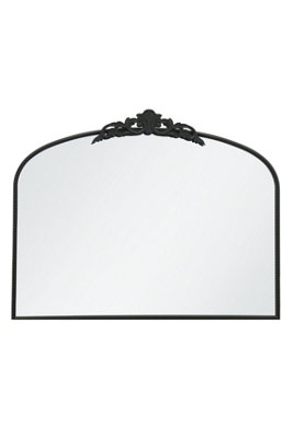 MirrorOutlet Crown - Black Metal Framed Arched Wall Mirror with Decorative Crown 40" X 31" (102CM X 80CM)